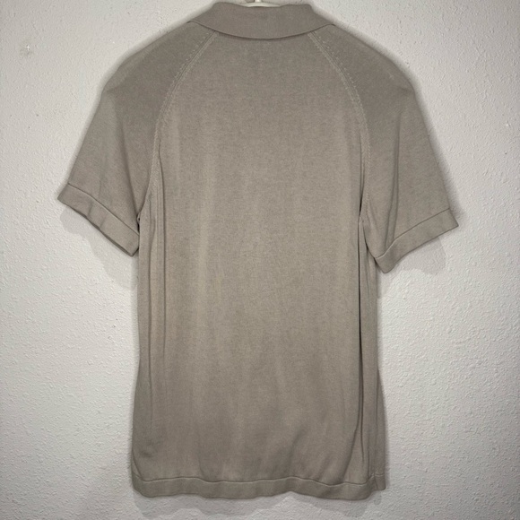 H&M Muscle Fit Polo Tan 1/4 Zip Shirt Short Sleeve Collar Men’s Size Large - Picture 2 of 13
